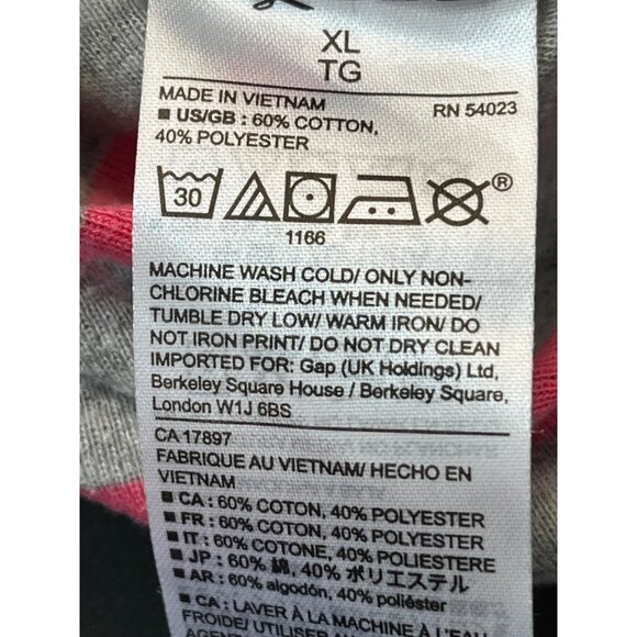 Gap Womens Long Sleeve Striped V-Neck Top XL Gray & Pink - Picture 6 of 7